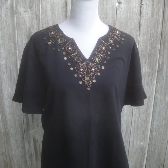 Top Shop Exclusively-Princess Cruises Bohemian Style Knit T-Shirt Black XL NEW - Picture 2 of 4